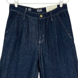 a.n.a. Women's Wide Leg High Rise Pleated Blue Denim Pants Size 8 NWT 4-Pockets